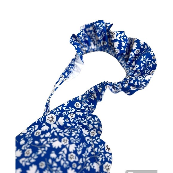 Ditsy Floral Print Ruffle Trim Triangle Bikini Swimsuit - Picture 3 of 4